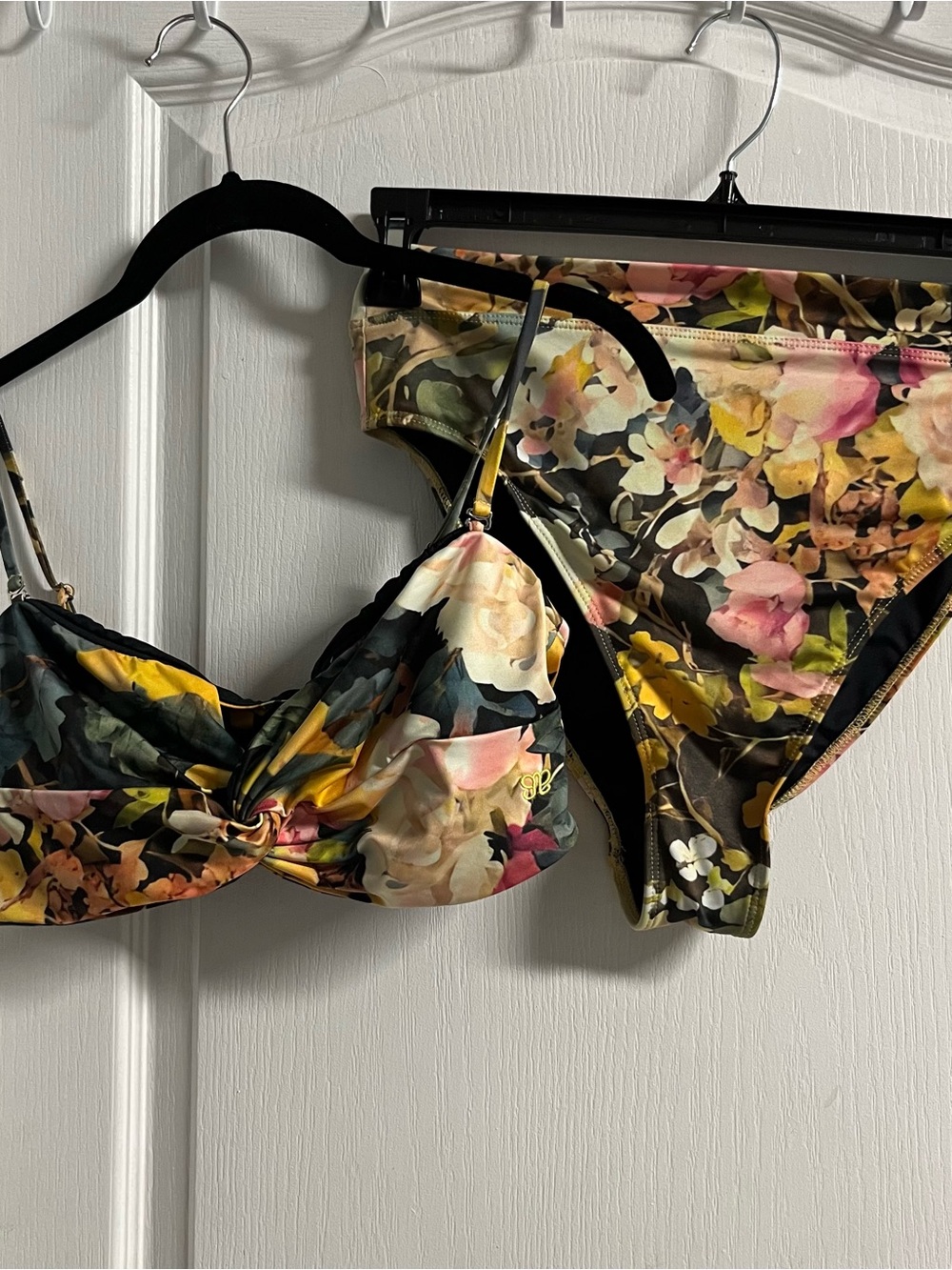 Albion Floral Bikini Top & Bottoms in Black, Yellow, Pink
